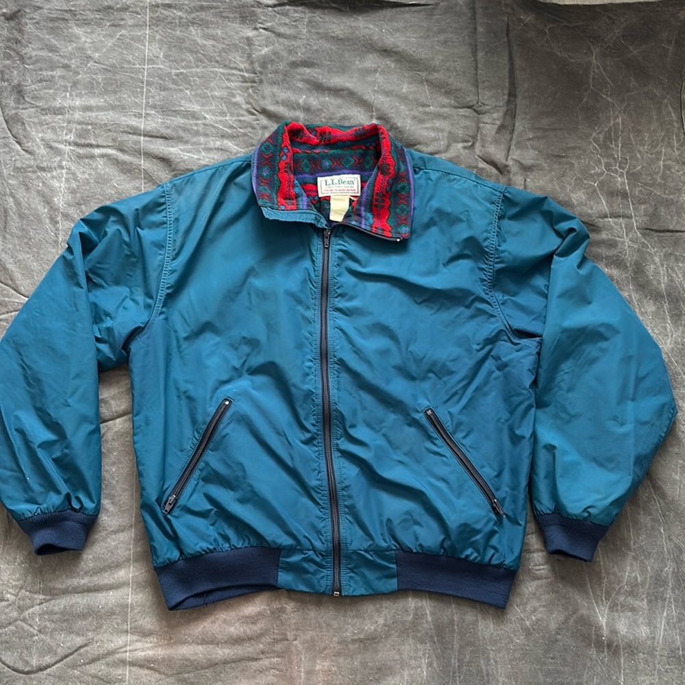 Vintage LLBean Three Season Bomber Jacket fleece Aztec print liner.